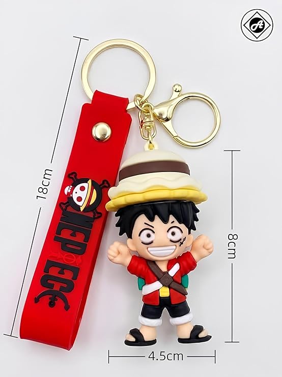 Monkey D. Luffy Anime Keychain – One Piece Inspired Soft Rubber Keyring with Strap - Image 2