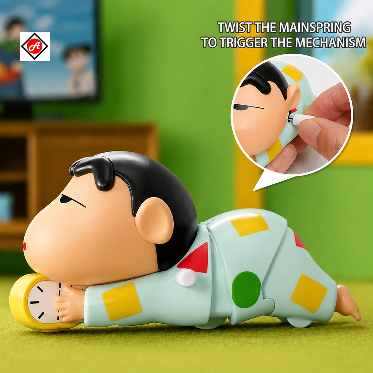 Shinchan Sleeping Crawling Toy – Wind-Up Cartoon Figure for Desk Decor, Stress Relief & Gift - Image 3