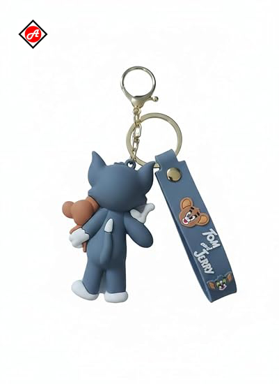 Tom & Jerry Cartoon Keychain Combo – Cute Rubber Key Ring for Bags & Kids - Image 3