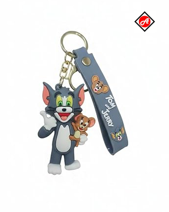 Tom & Jerry Cartoon Keychain Combo – Cute Rubber Key Ring for Bags & Kids - Image 2