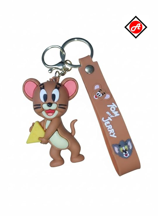 Tom & Jerry Cartoon Keychain Set (2 Pieces) – Rubber Character Key Rings for Bags & Kids - Image 3